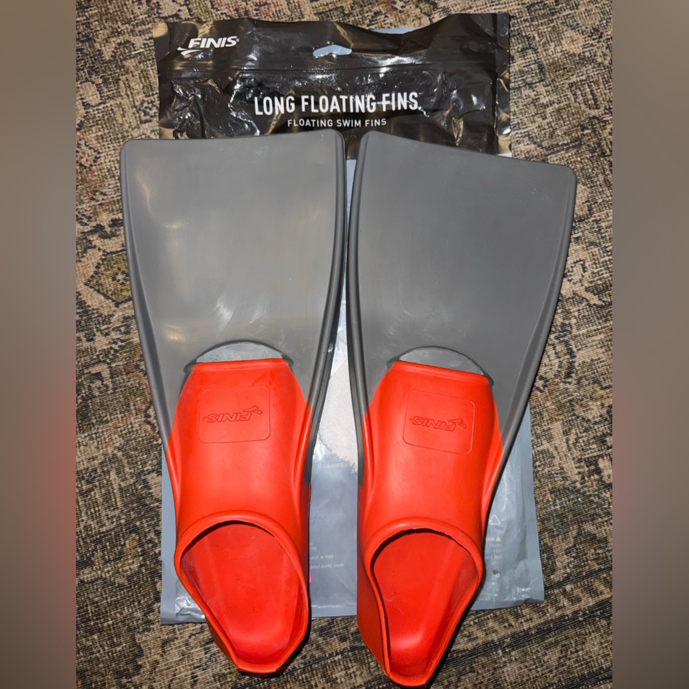 Finis Long Floating Swim Fins Red and Gray